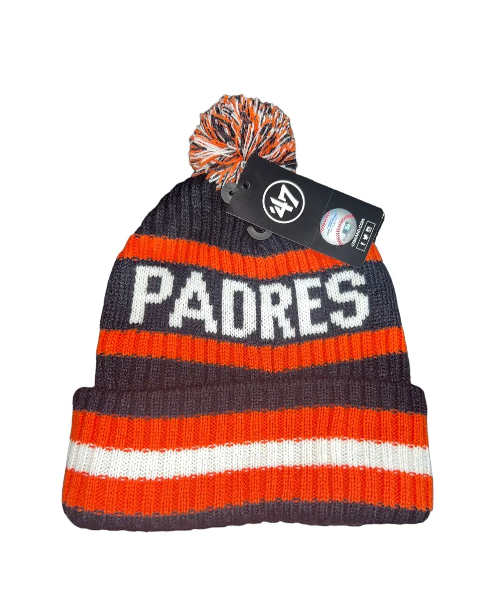 San Diego Padres - Cooperstown Navy Bering Cuff Knit Cuff with Pom, 47 Brand by Southern Sportz Store