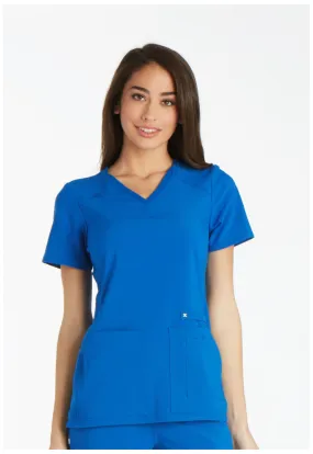 Scrub Top - Cherokee Women's iFlex V-Neck Knit Panel Top - Royal, CK605