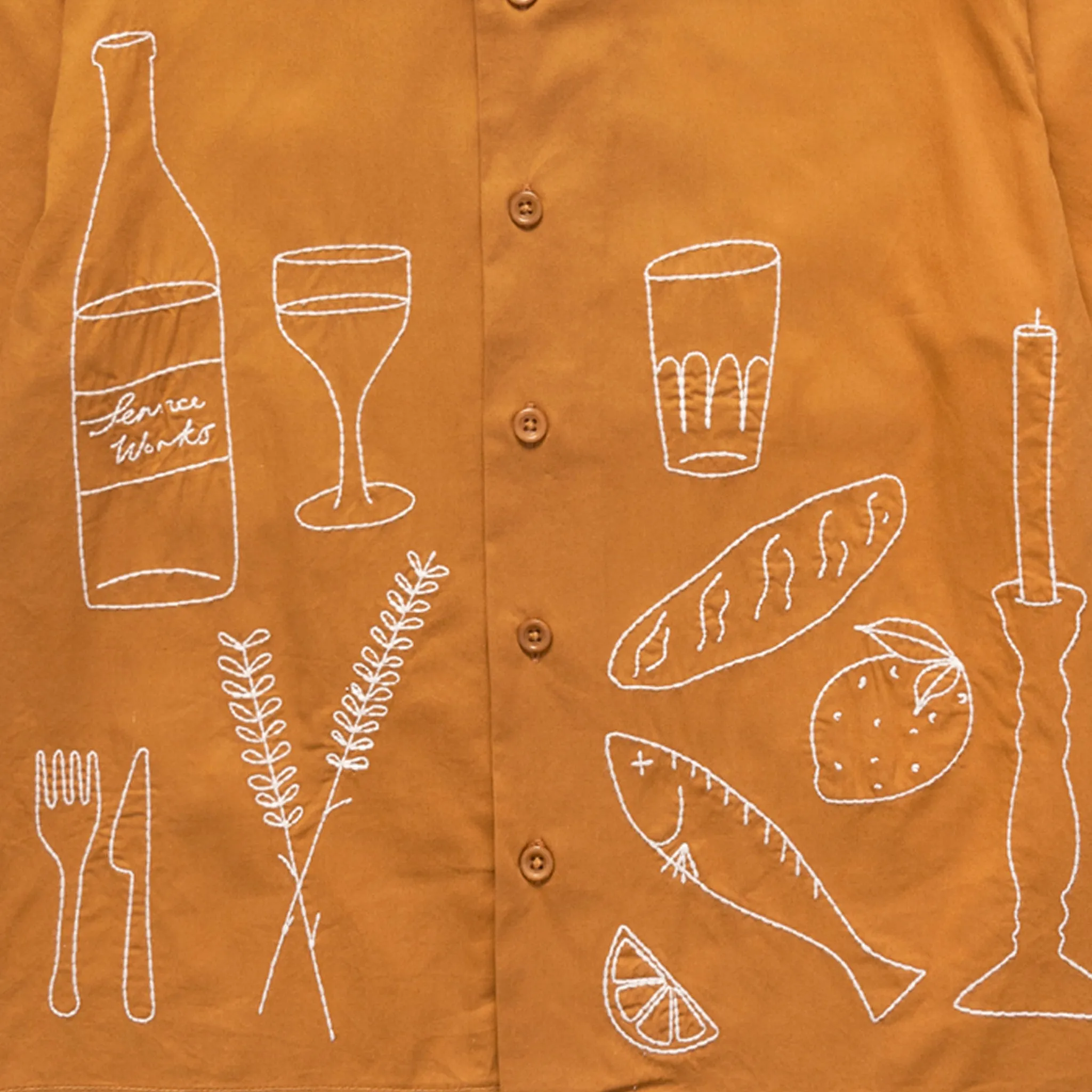 Service Works Light Twill Picnic Short Sleeve Shirt (Burnt Sugar)