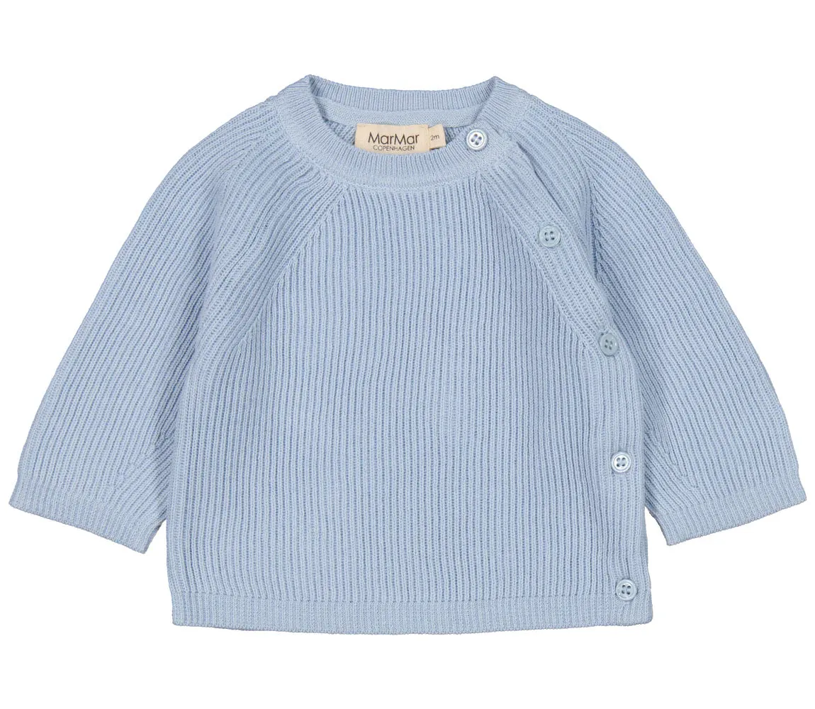 set knit wrap button top l/s and pants with booties and hat and blanket - clear sky