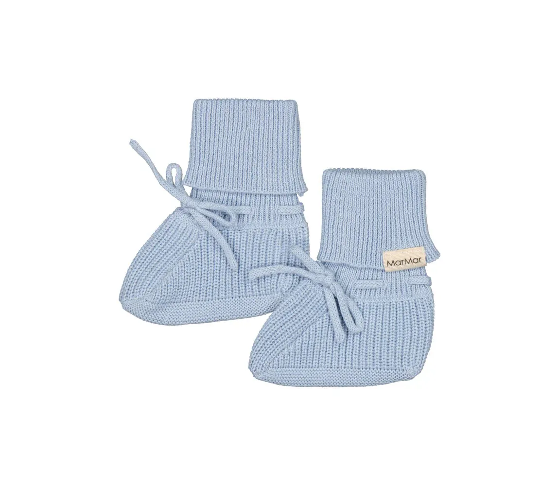 set knit wrap button top l/s and pants with booties and hat and blanket - clear sky