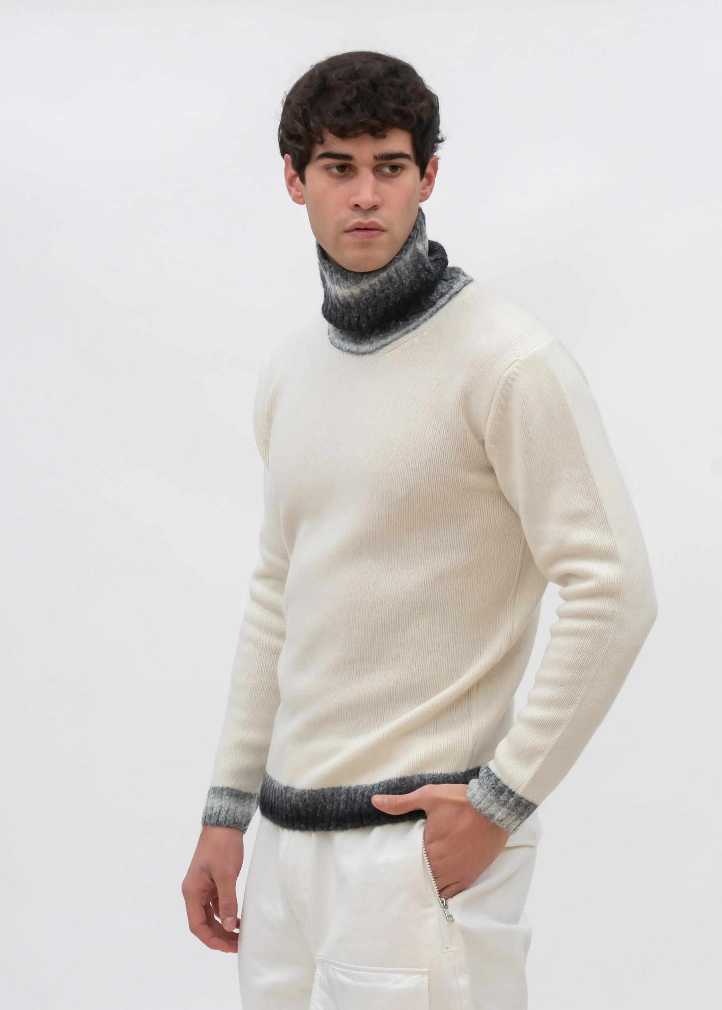 SHADED EFFECT DETAILS TURTLENECK SWEATER