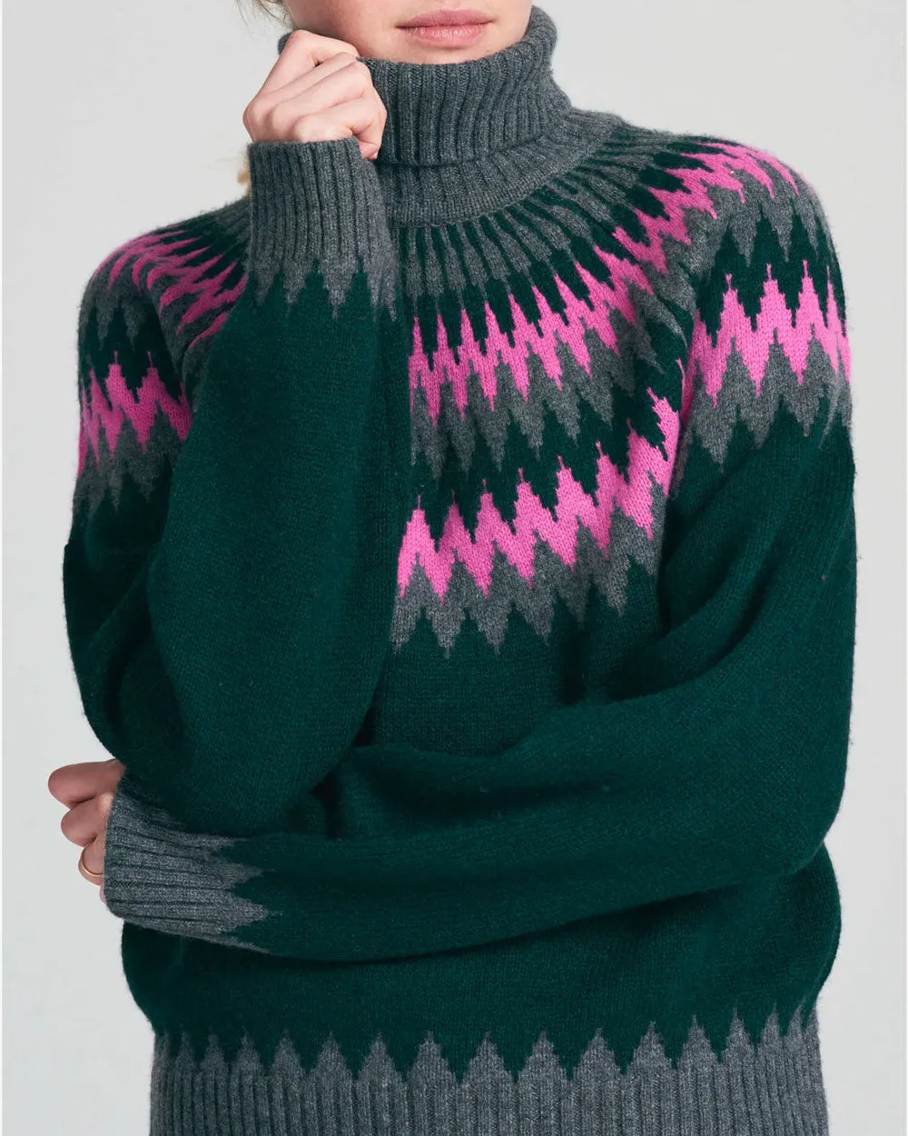 Shadow Nordic Yoke Cashmere Roll Collar