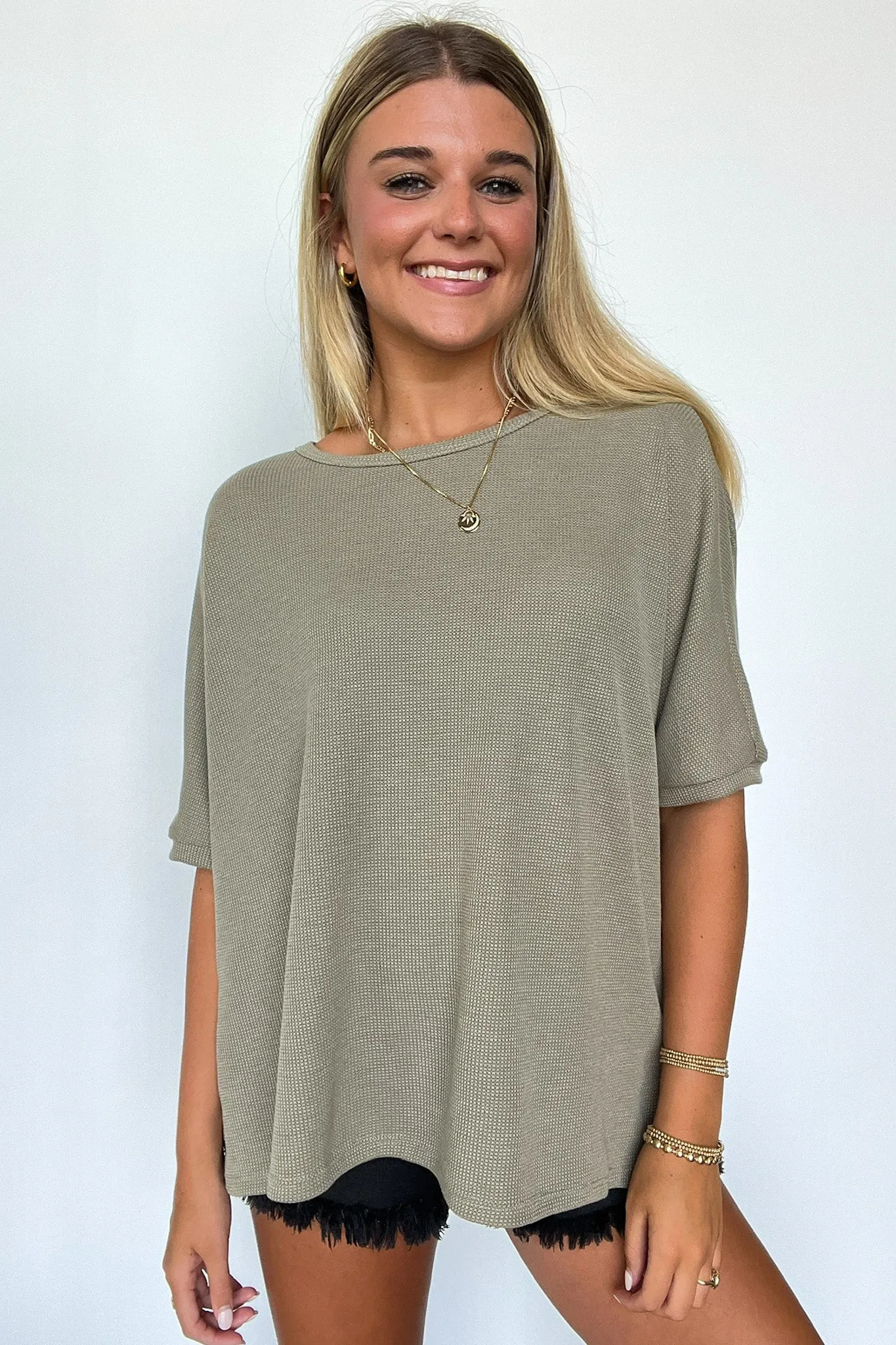 Shaina Oversized Thermal Knit Top - FINAL SALE