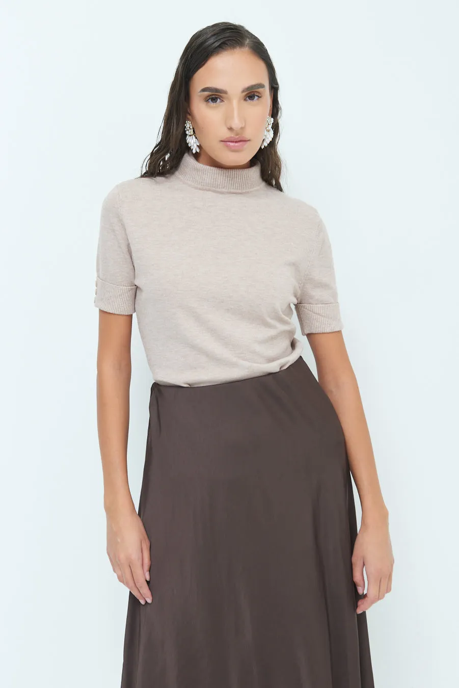 Short-sleeve turtleneck top wholesale