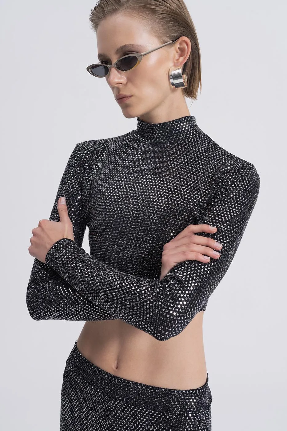 Silver Sequin Crop Top