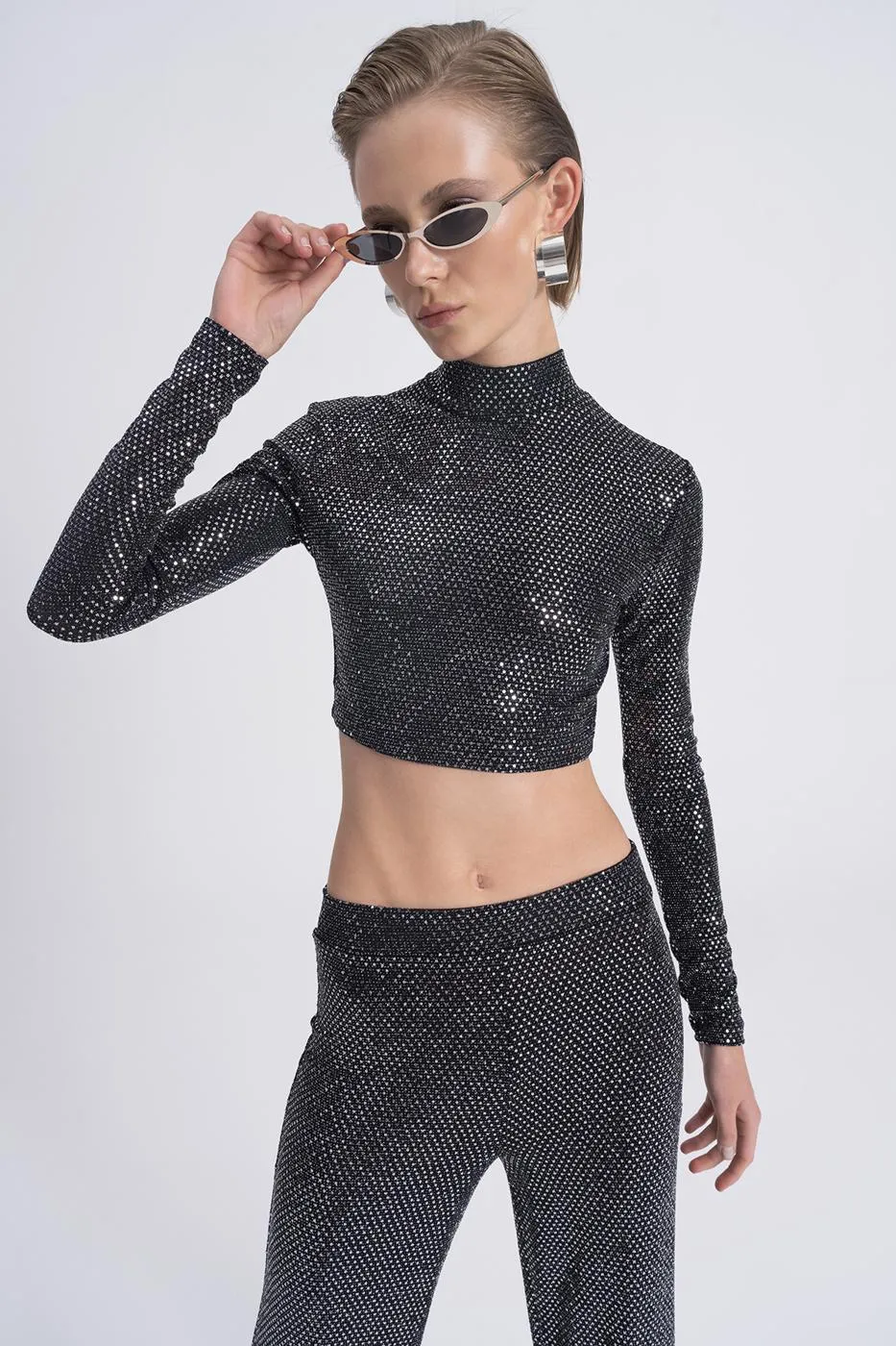 Silver Sequin Crop Top