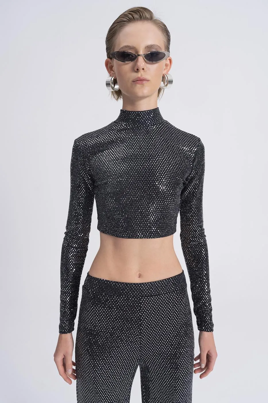 Silver Sequin Crop Top