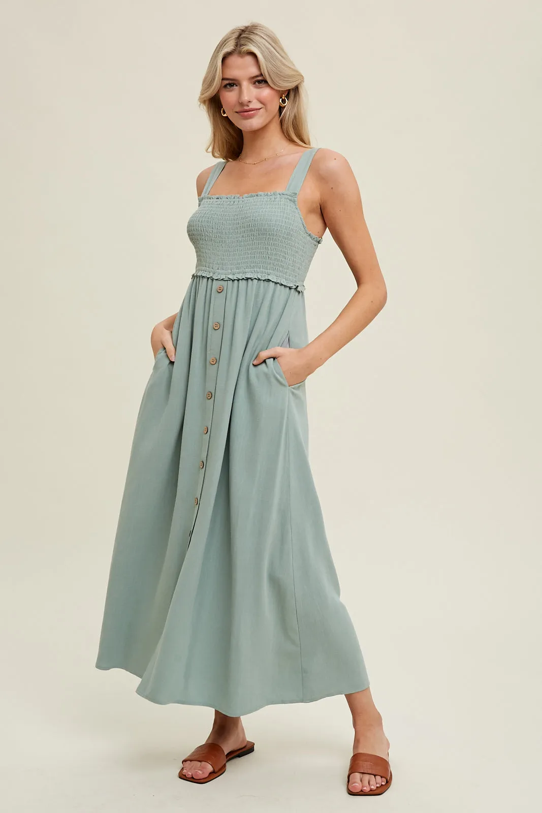Sinnia Midi Dress (Dark Sage)