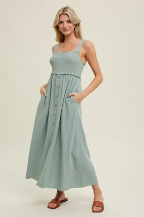 Sinnia Midi Dress (Dark Sage)
