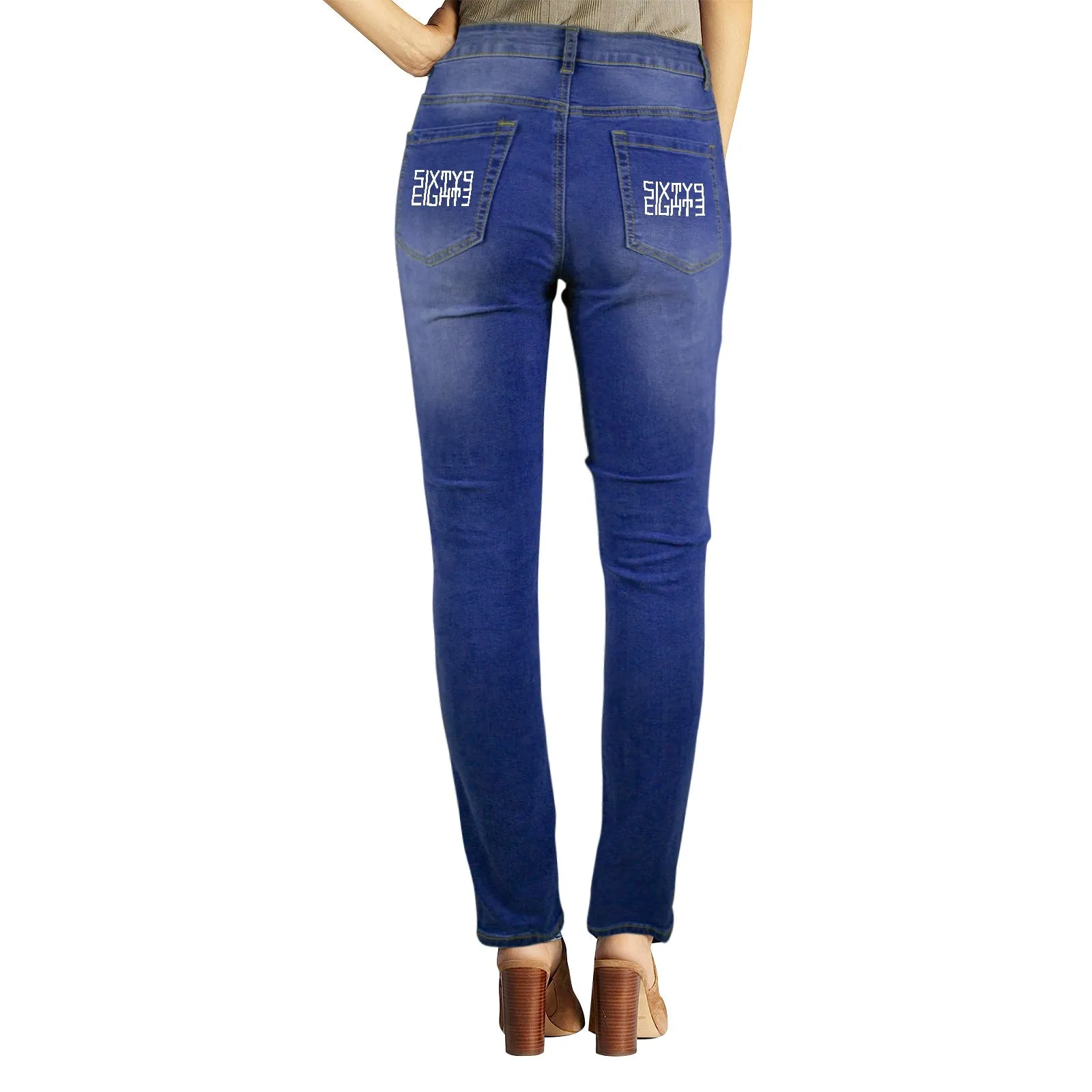 Sixty Eight 93 Logo White Women's Straight Legged Jeans