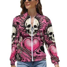 Skull And Heart Gothic Long Sleeve Zipper Jacket