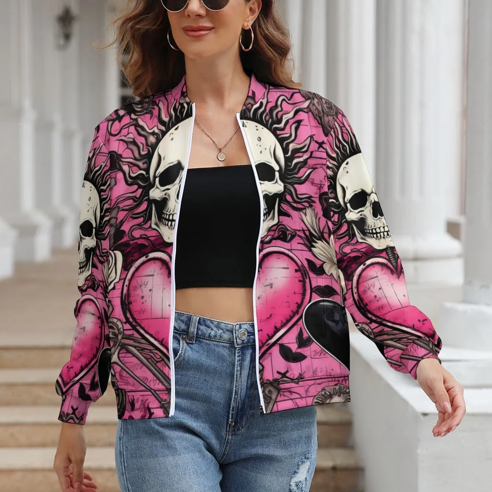 Skull And Heart Gothic Long Sleeve Zipper Jacket