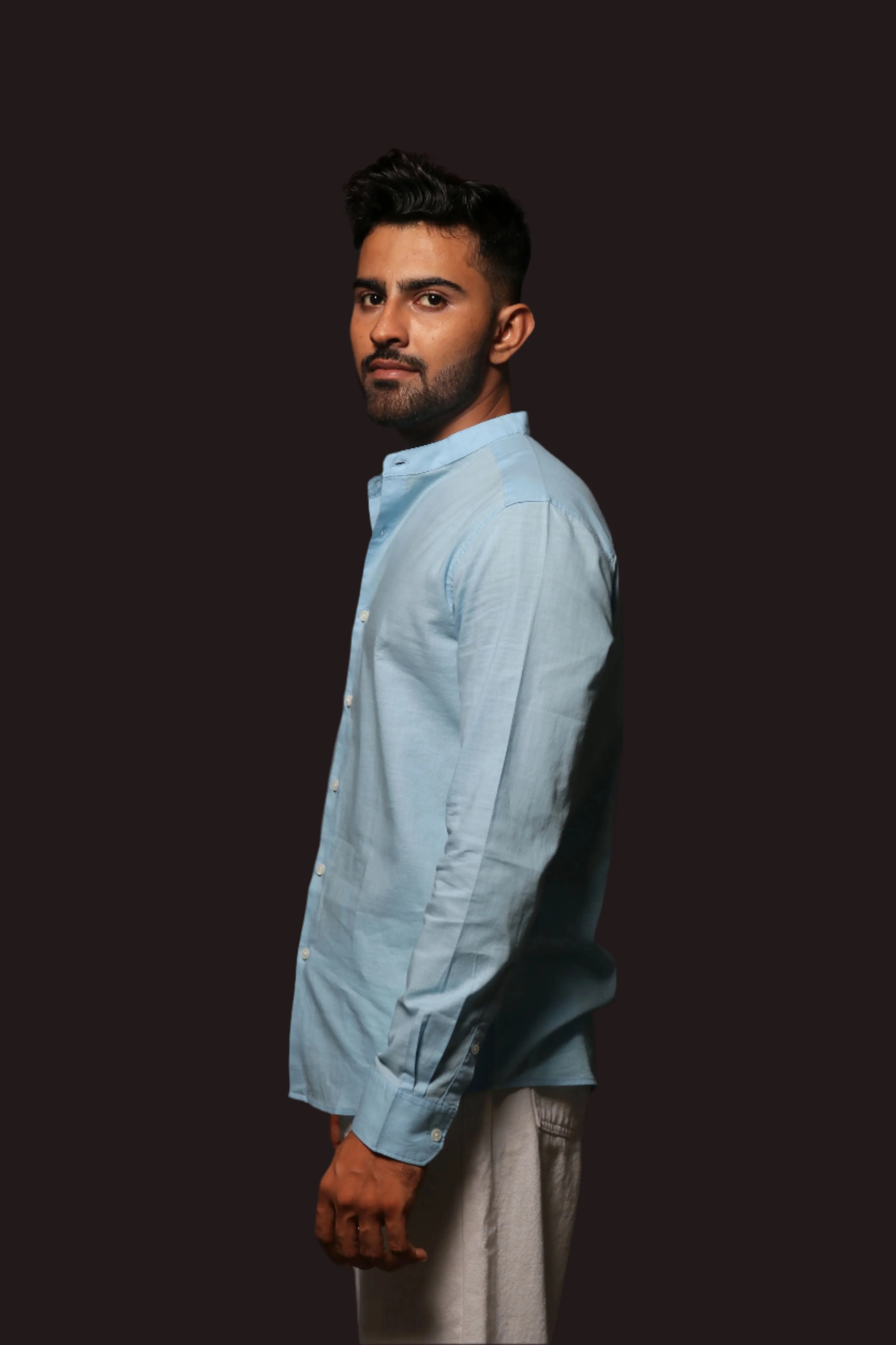 SKY BLUE SLUB SLIM FIT SHIRT