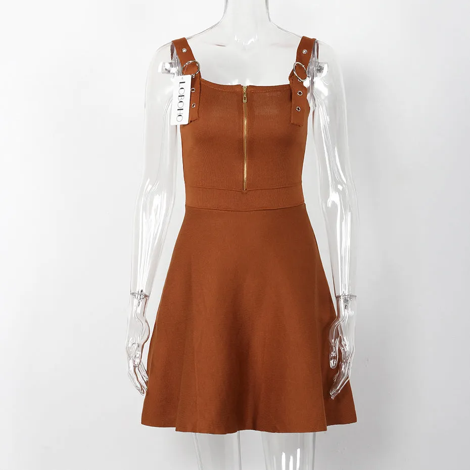 Sleeveless Autumn Zippered Dress