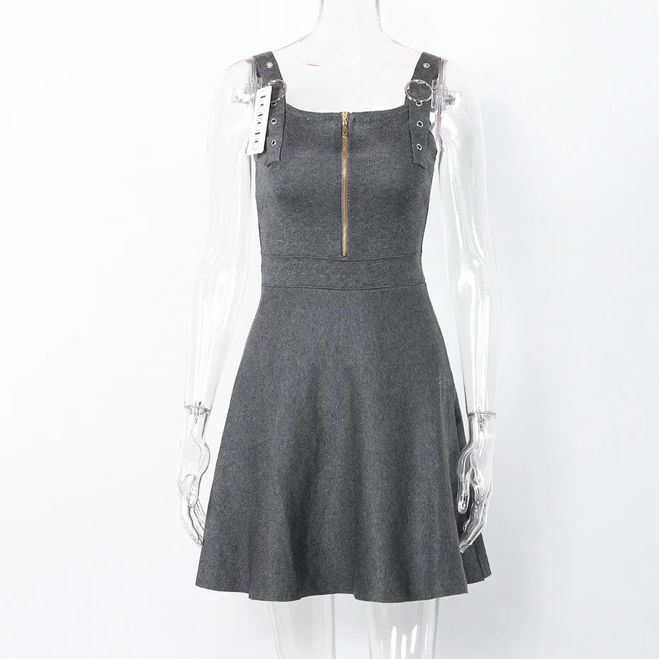 Sleeveless Autumn Zippered Dress