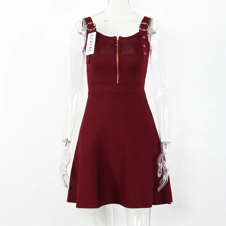 Sleeveless Autumn Zippered Dress