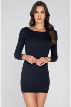 SS-Classic Ribbed Long Sleeve Bodycon Dress
