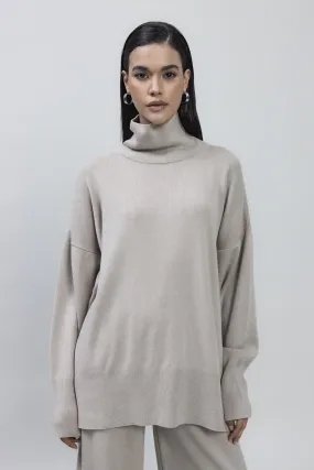 Stone Turtleneck Relaxed Fit Knitted Sweater
