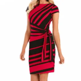 Striped Sheathed Pencil Dress