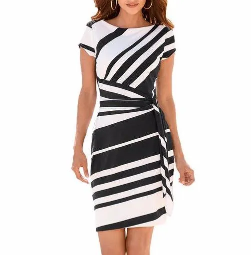 Striped Sheathed Pencil Dress
