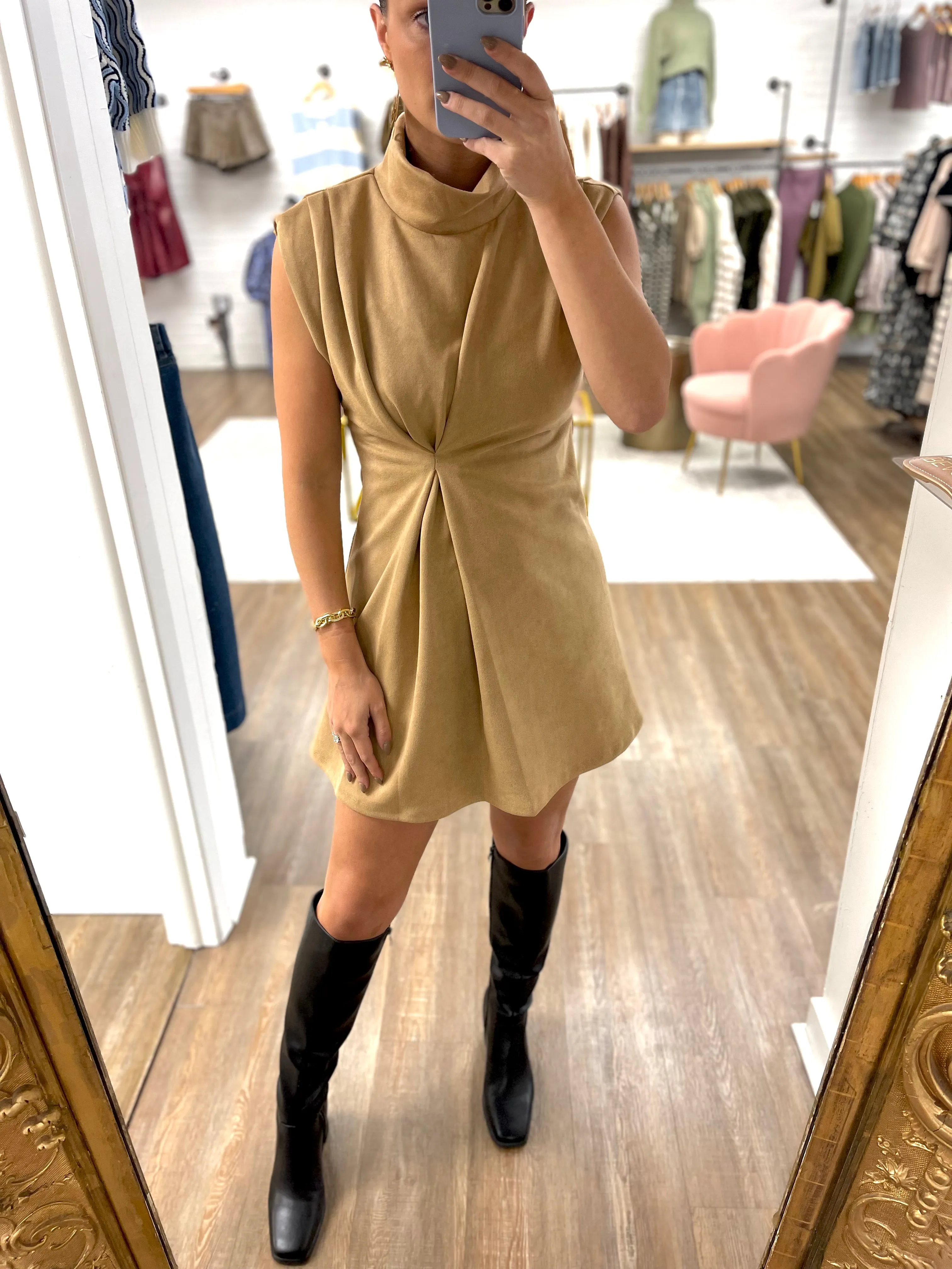 Suede And Slay Turtleneck Dress