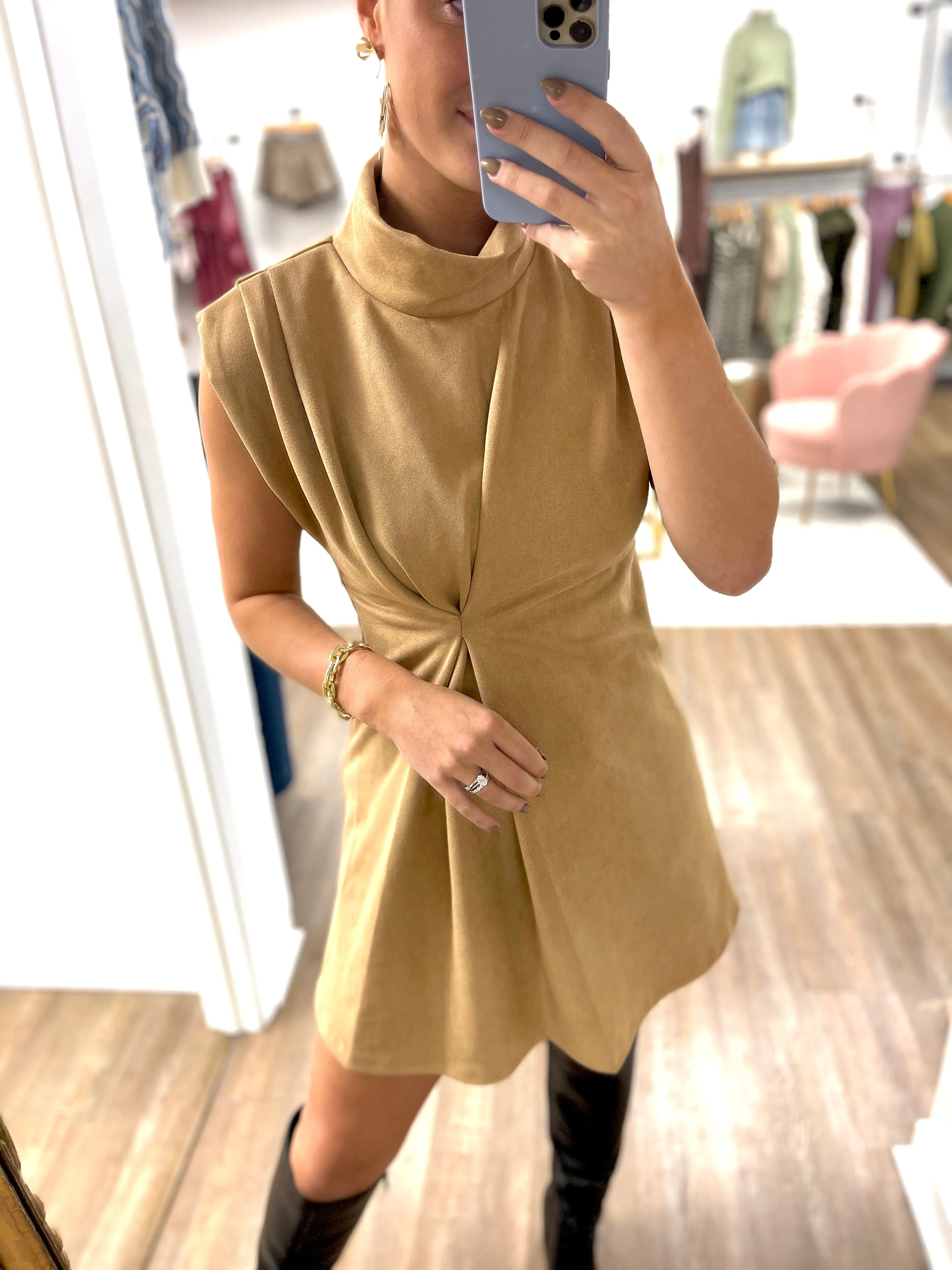 Suede And Slay Turtleneck Dress