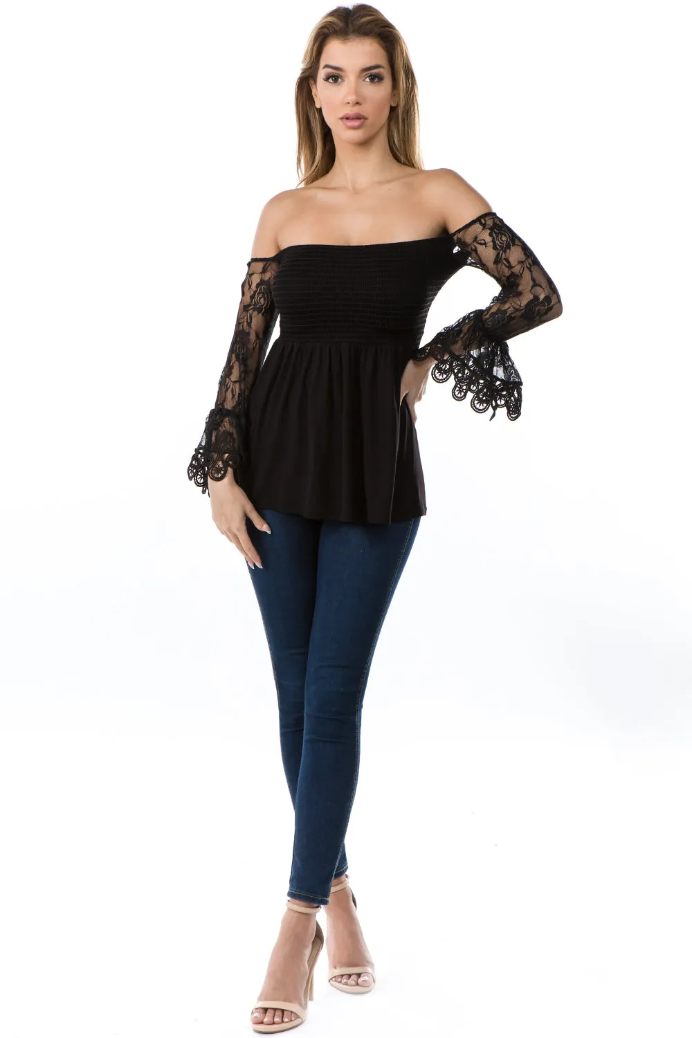 SYLVIA SMOKING TOP (BLACK)- VT2688