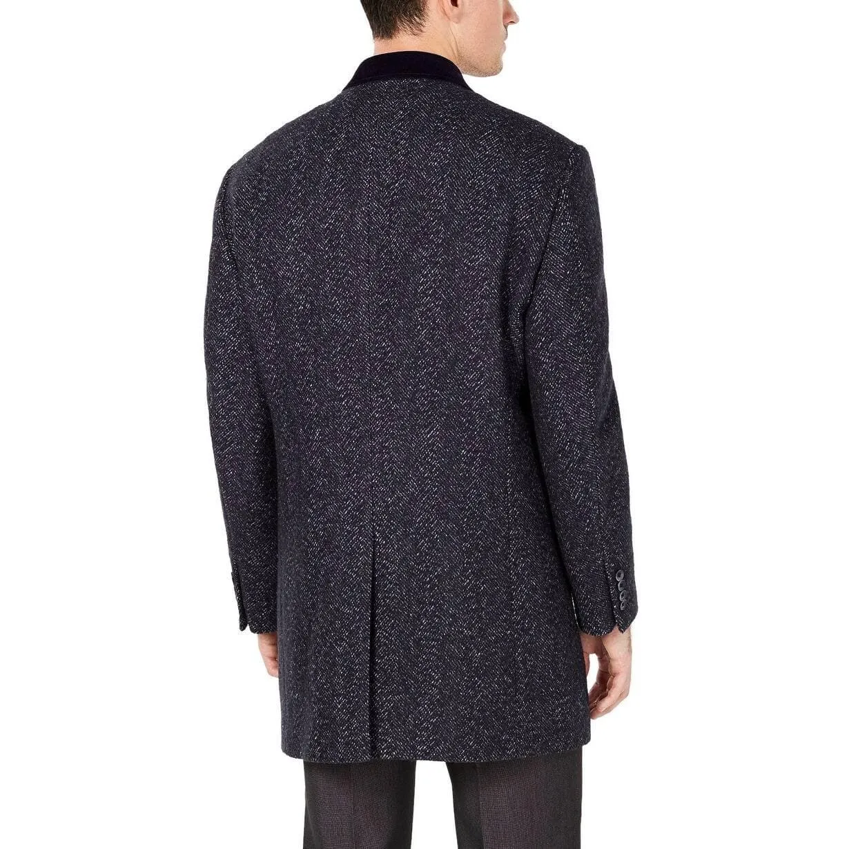 Tallia Mens Big & Tall Slim-Fit Herringbone Overcoat 4XLT Grey