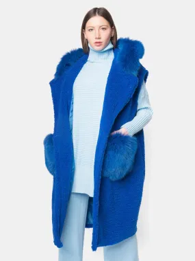 Teddy sleeveless with cap-blue