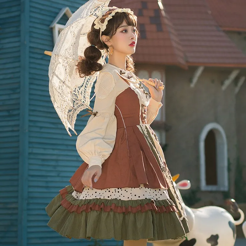 The Countryside in May ~ Classic Casual Lolita JSK Dress with Blouse