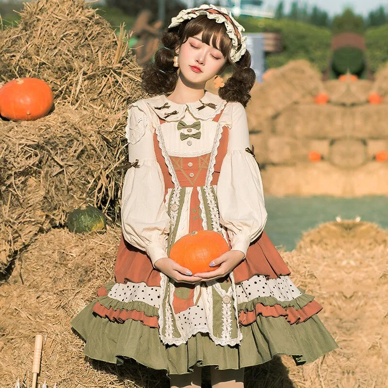 The Countryside in May ~ Classic Casual Lolita JSK Dress with Blouse