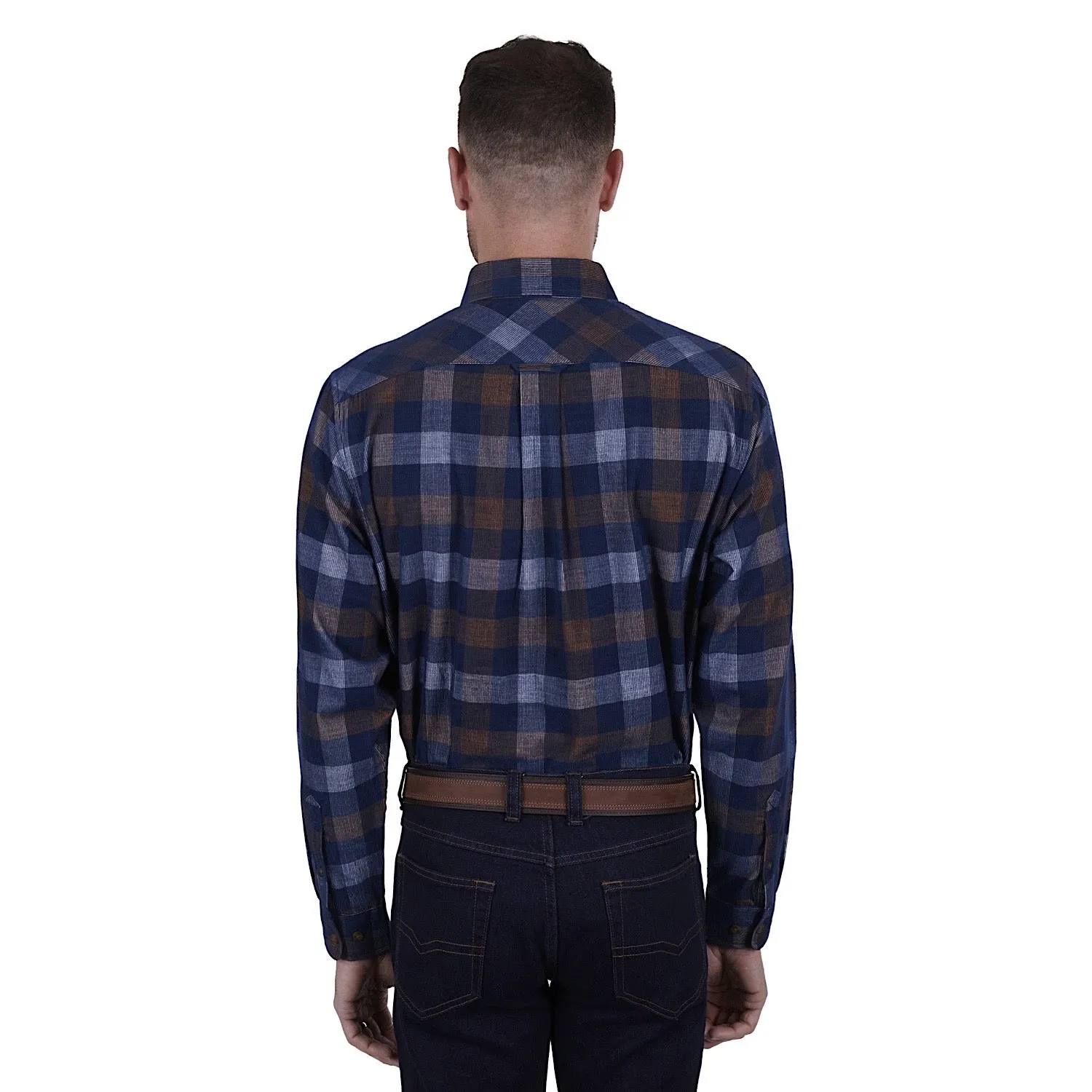 Thomas Cook Mens Oli Thermal Check 2-Pocket L/S Shirt Navy/Tan