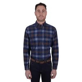 Thomas Cook Mens Oli Thermal Check 2-Pocket L/S Shirt Navy/Tan