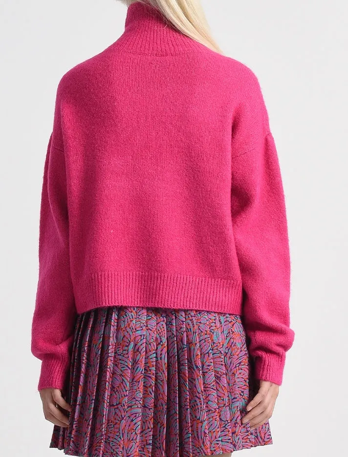 Turtleneck Sweater in Hot Pink