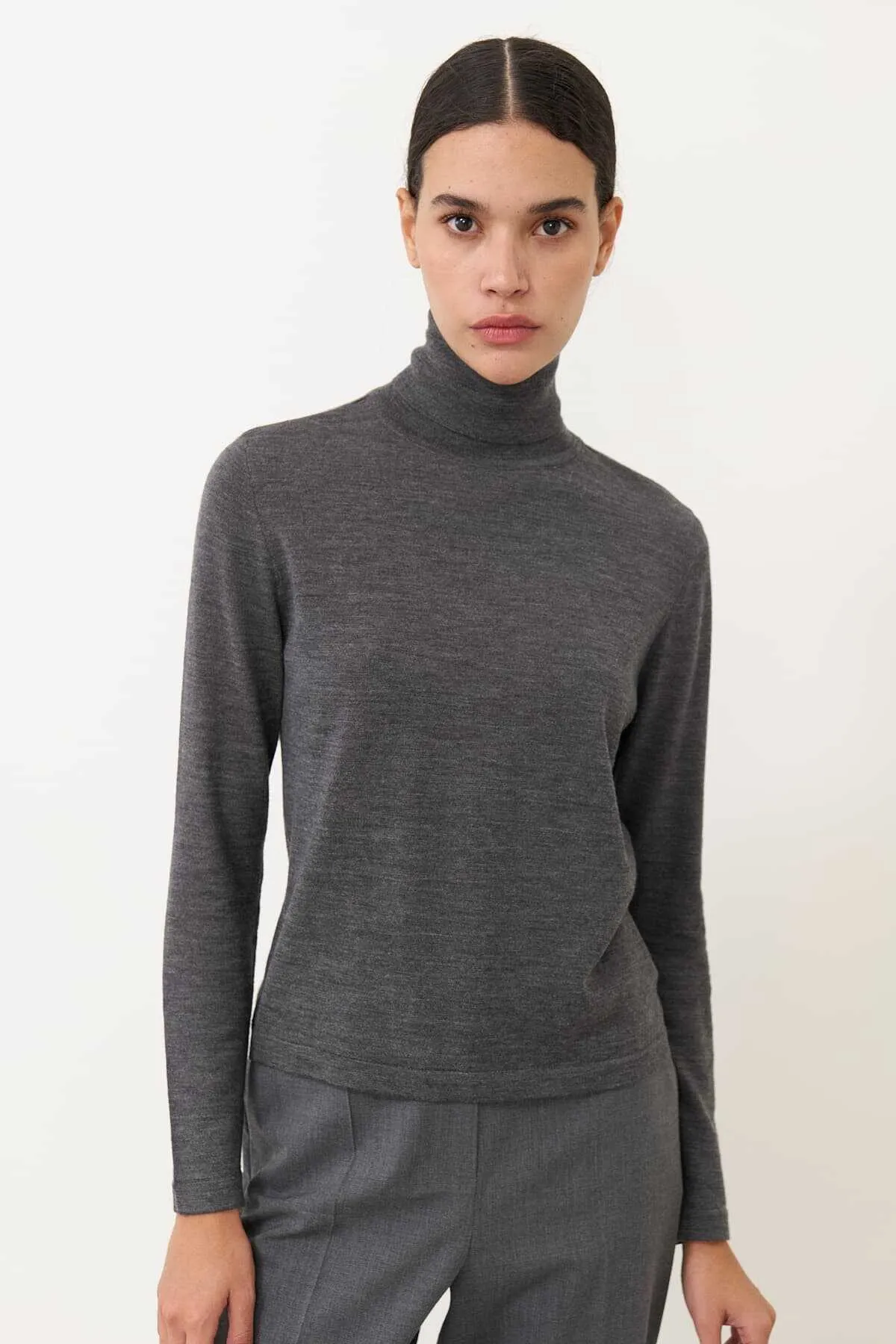 Turtleneck Wool Blend Sweater Anthracite
