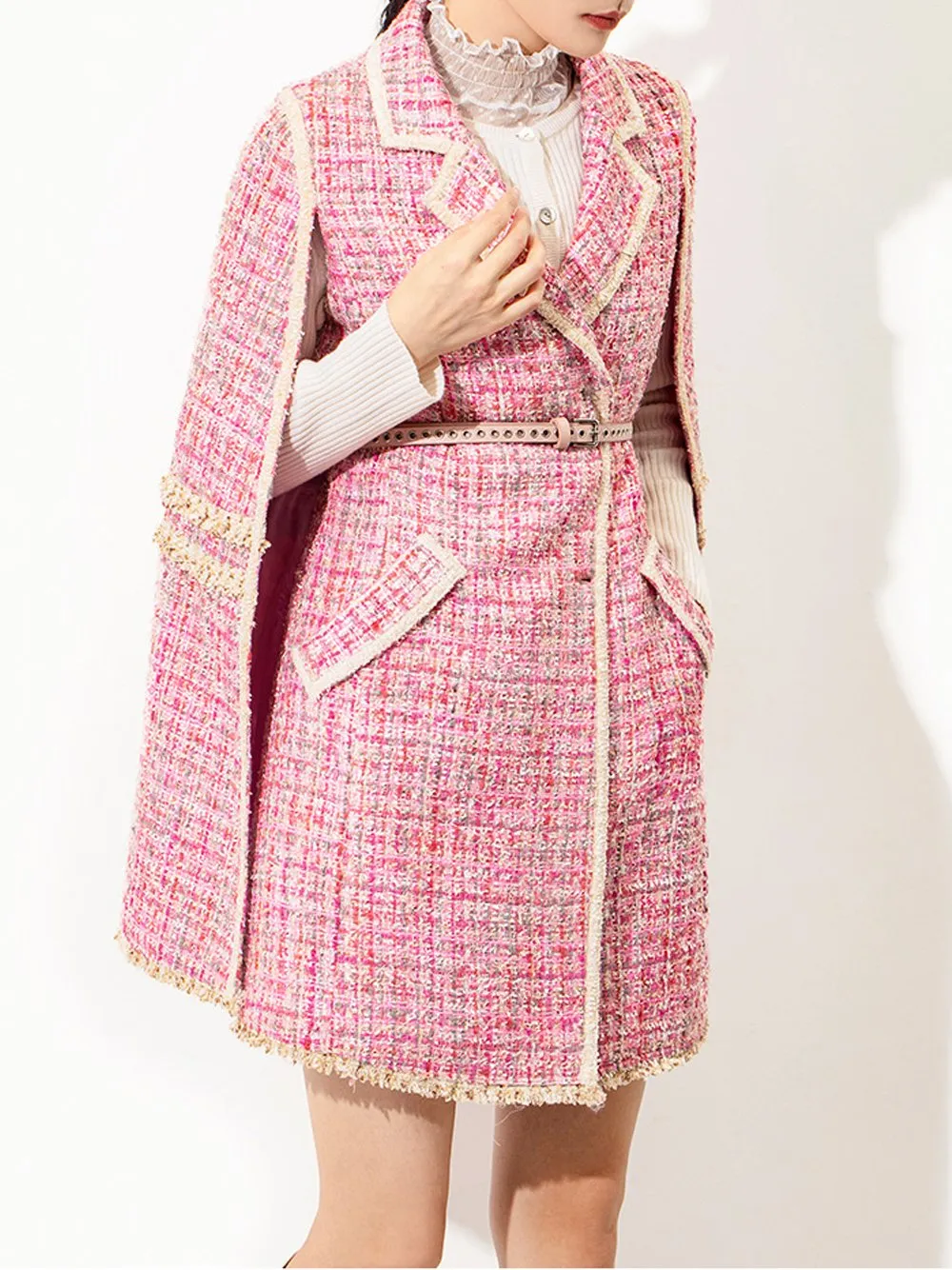 Tweed Cloak Woolen Coat