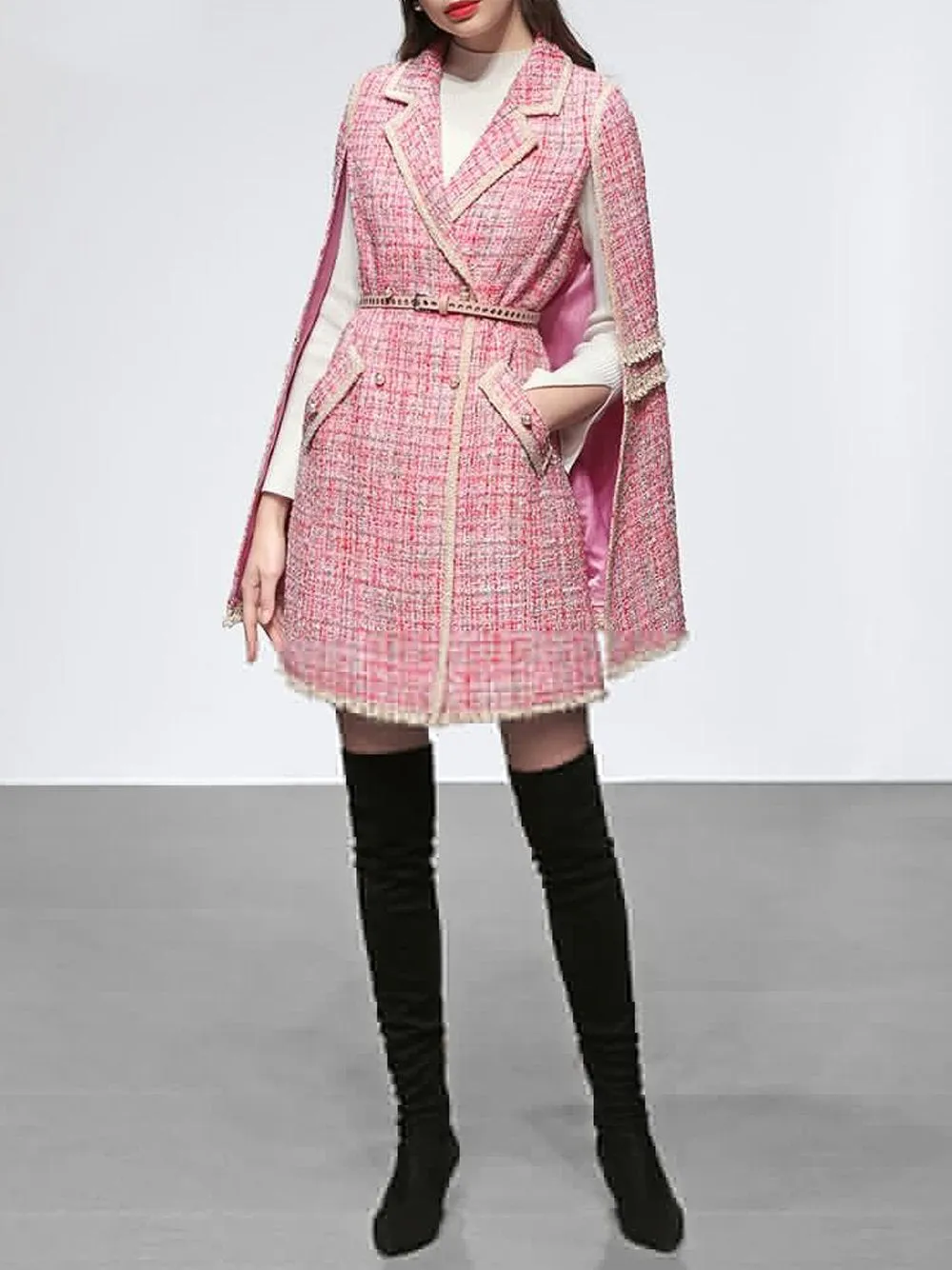 Tweed Cloak Woolen Coat