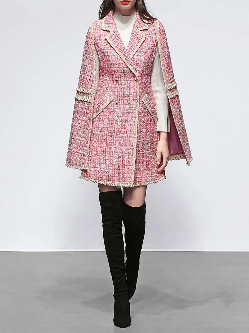 Tweed Cloak Woolen Coat