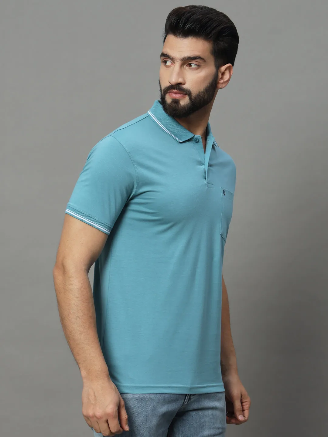 UNIBERRY Men's Solid Polo Collar T Shirt