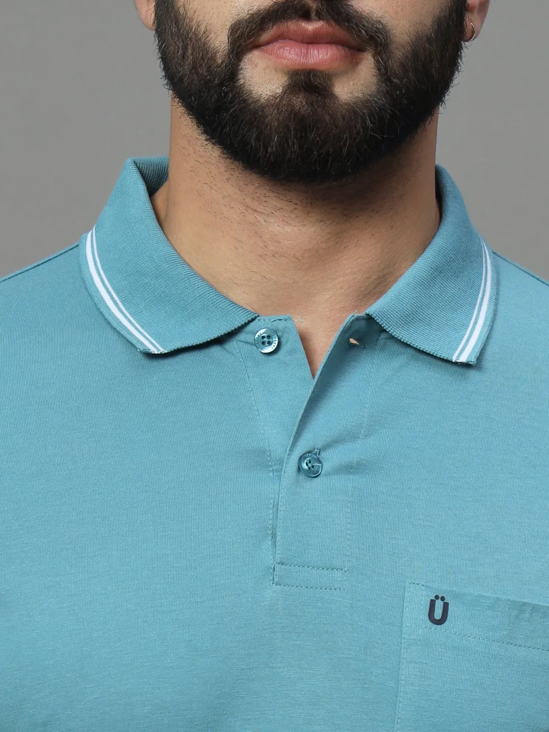 UNIBERRY Men's Solid Polo Collar T Shirt