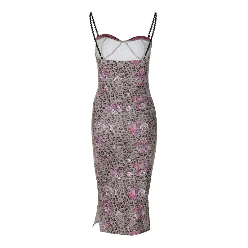 Veronica Leopard Print Sexy Midi Dress