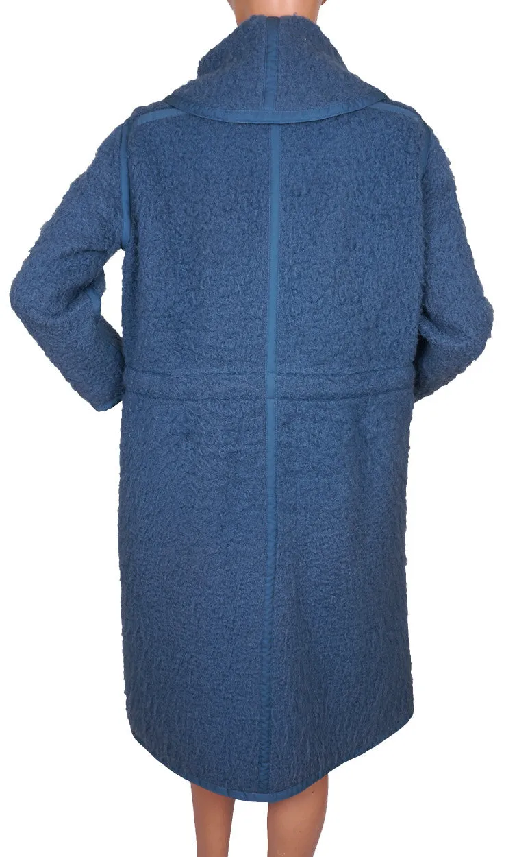 Vintage 70s Andre Courreges Paris Blue Wool Coat Size S