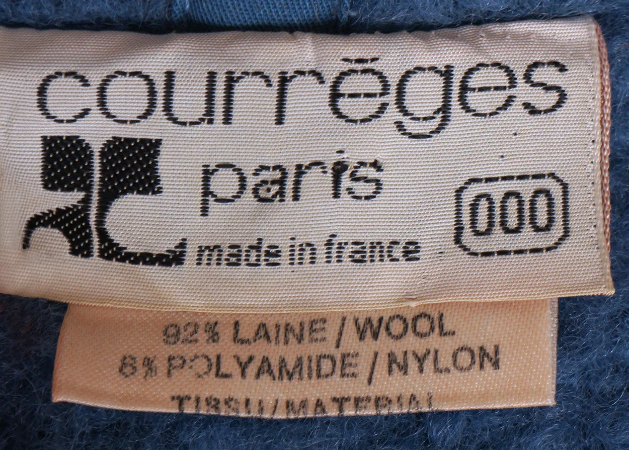 Vintage 70s Andre Courreges Paris Blue Wool Coat Size S