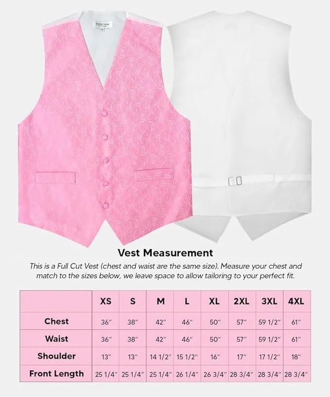 Vittorio Farina Men's Woven Paisley Vest, Necktie, Bow Tie and Pocket Square Set (White Back)