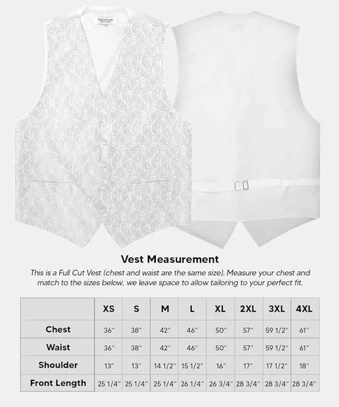 Vittorio Farina Men's Woven Paisley Vest, Necktie, Bow Tie and Pocket Square Set (White Back)