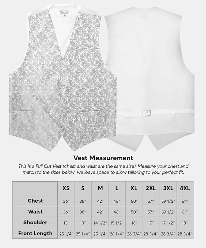Vittorio Farina Men's Woven Paisley Vest, Necktie, Bow Tie and Pocket Square Set (White Back)