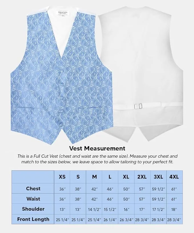 Vittorio Farina Men's Woven Paisley Vest, Necktie, Bow Tie and Pocket Square Set (White Back)