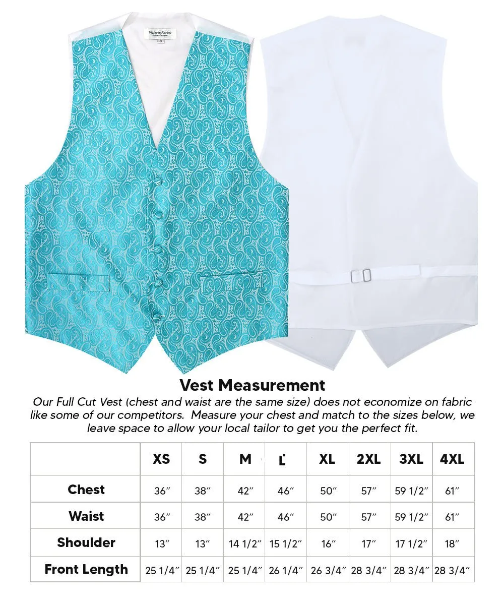Vittorio Farina Men's Woven Paisley Vest, Necktie, Bow Tie and Pocket Square Set (White Back)