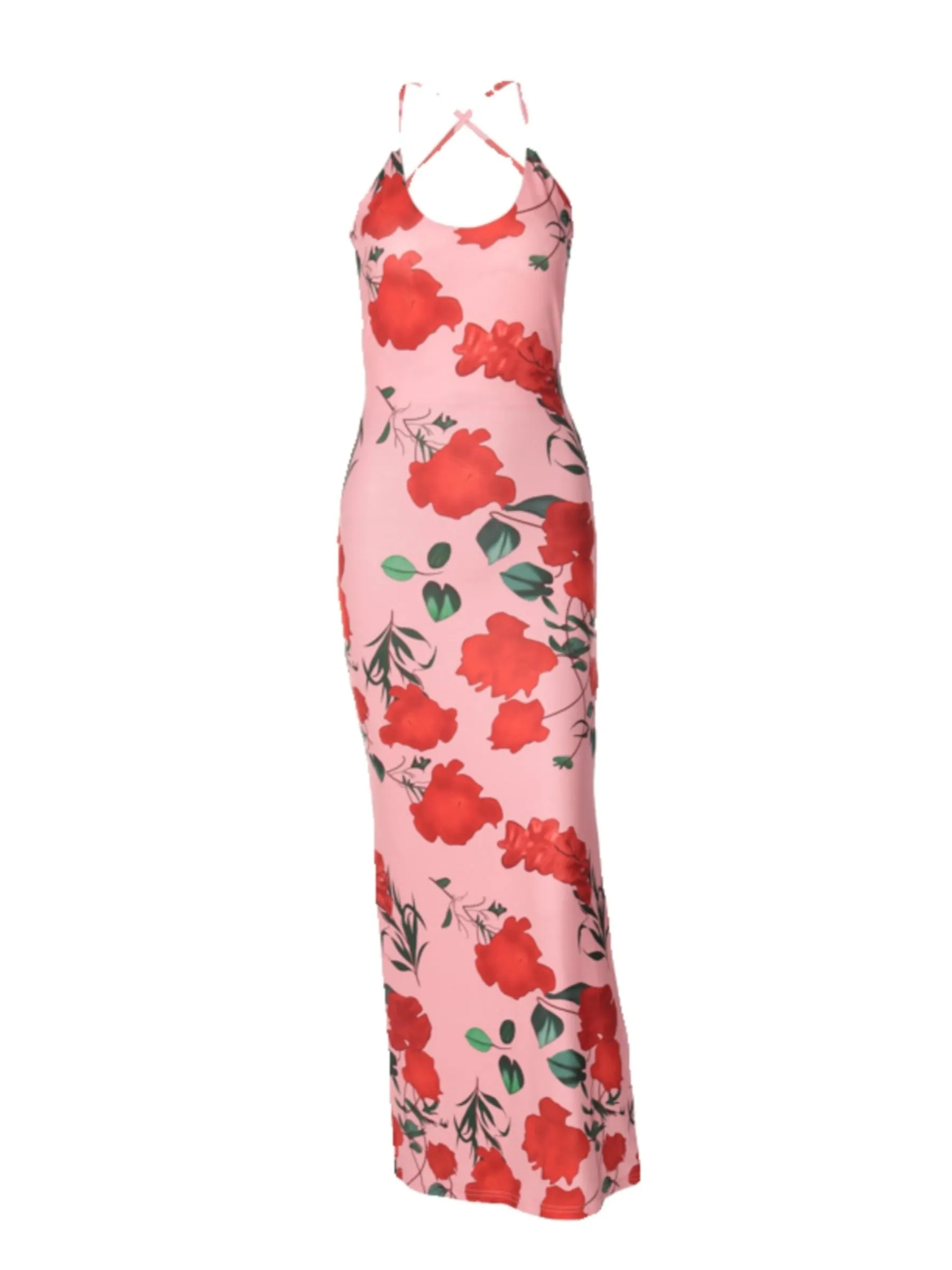 Vvsha Berlin Floral Print Backless Maxi Dress